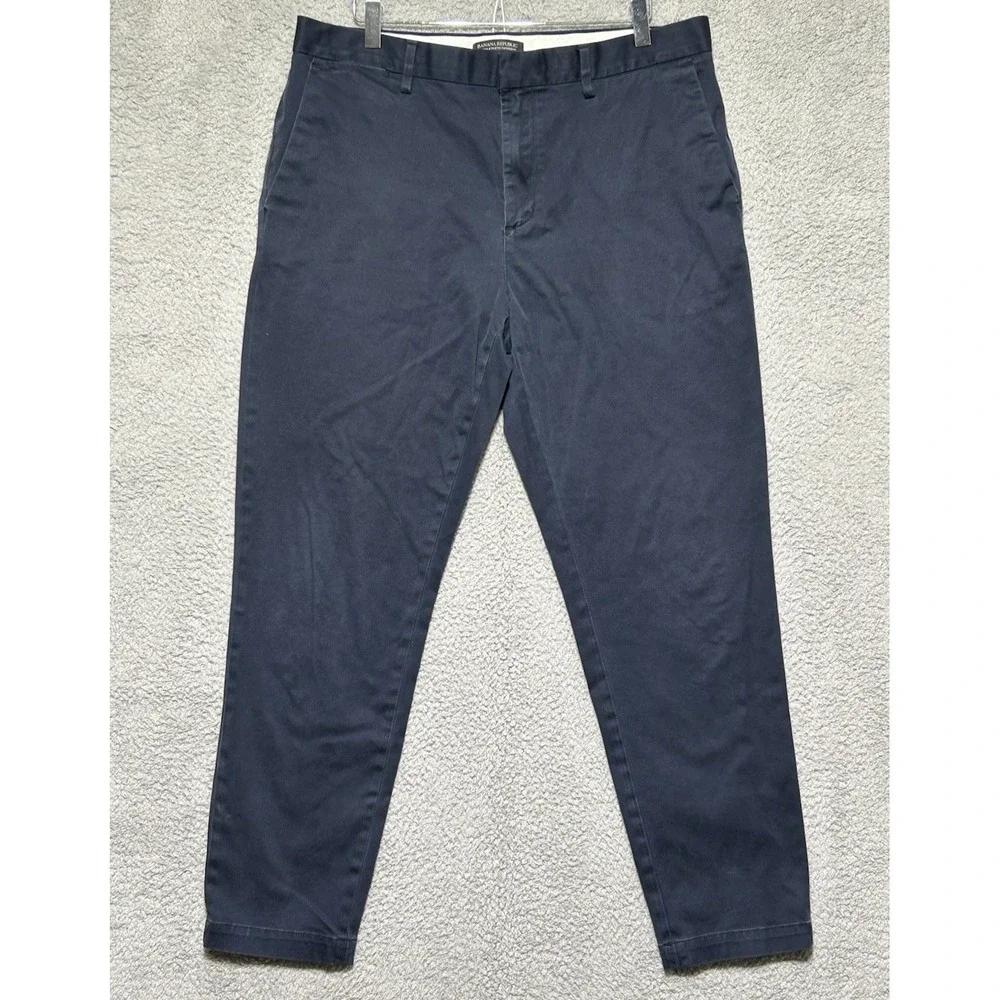 Banana Republic‎ Mason Athletic Tapered Fit Chinos Mens 35x32 Blue Pants Cotton